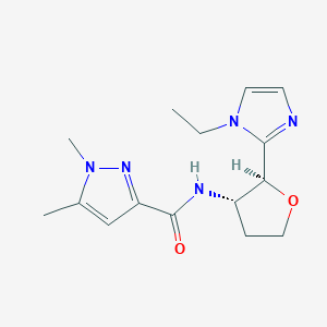 molecular formula C15H21N5O2 B6829336 N-[(2S,3S)-2-(1-ethylimidazol-2-yl)oxolan-3-yl]-1,5-dimethylpyrazole-3-carboxamide 