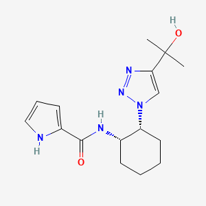 molecular formula C16H23N5O2 B6829358 N-[(1S,2R)-2-[4-(2-hydroxypropan-2-yl)triazol-1-yl]cyclohexyl]-1H-pyrrole-2-carboxamide 