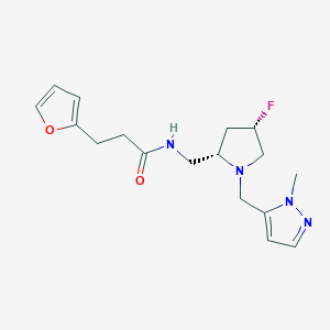 molecular formula C17H23FN4O2 B6829384 N-[[(2S,4S)-4-fluoro-1-[(2-methylpyrazol-3-yl)methyl]pyrrolidin-2-yl]methyl]-3-(furan-2-yl)propanamide 