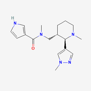 molecular formula C17H25N5O B6829413 N-methyl-N-[[(2R,3S)-1-methyl-2-(1-methylpyrazol-4-yl)piperidin-3-yl]methyl]-1H-pyrrole-3-carboxamide 
