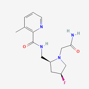 molecular formula C14H19FN4O2 B6829445 N-[[(2S,4S)-1-(2-amino-2-oxoethyl)-4-fluoropyrrolidin-2-yl]methyl]-3-methylpyridine-2-carboxamide 