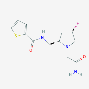 molecular formula C12H16FN3O2S B6829458 N-[[(2S,4S)-1-(2-amino-2-oxoethyl)-4-fluoropyrrolidin-2-yl]methyl]thiophene-2-carboxamide 
