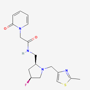 molecular formula C17H21FN4O2S B6829468 N-[[(2S,4S)-4-fluoro-1-[(2-methyl-1,3-thiazol-4-yl)methyl]pyrrolidin-2-yl]methyl]-2-(2-oxopyridin-1-yl)acetamide 