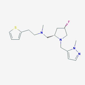 molecular formula C17H25FN4S B6829524 N-[[(2S,4S)-4-fluoro-1-[(2-methylpyrazol-3-yl)methyl]pyrrolidin-2-yl]methyl]-N-methyl-2-thiophen-2-ylethanamine 