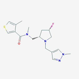 molecular formula C17H23FN4OS B6829544 N-[[(2S,4S)-4-fluoro-1-[(1-methylpyrazol-4-yl)methyl]pyrrolidin-2-yl]methyl]-N,4-dimethylthiophene-3-carboxamide 