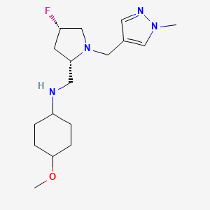 molecular formula C17H29FN4O B6829553 N-[[(2S,4S)-4-fluoro-1-[(1-methylpyrazol-4-yl)methyl]pyrrolidin-2-yl]methyl]-4-methoxycyclohexan-1-amine 