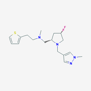 molecular formula C17H25FN4S B6829573 N-[[(2S,4S)-4-fluoro-1-[(1-methylpyrazol-4-yl)methyl]pyrrolidin-2-yl]methyl]-N-methyl-2-thiophen-2-ylethanamine 