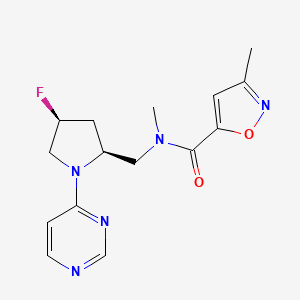 molecular formula C15H18FN5O2 B6829584 N-[[(2S,4S)-4-fluoro-1-pyrimidin-4-ylpyrrolidin-2-yl]methyl]-N,3-dimethyl-1,2-oxazole-5-carboxamide 