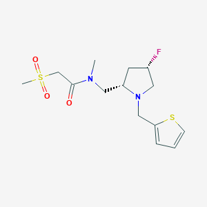 molecular formula C14H21FN2O3S2 B6829612 N-[[(2S,4S)-4-fluoro-1-(thiophen-2-ylmethyl)pyrrolidin-2-yl]methyl]-N-methyl-2-methylsulfonylacetamide 