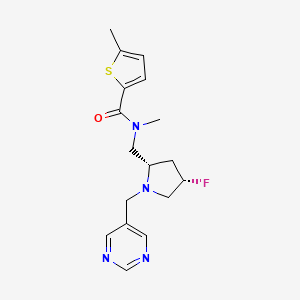 molecular formula C17H21FN4OS B6829622 N-[[(2S,4S)-4-fluoro-1-(pyrimidin-5-ylmethyl)pyrrolidin-2-yl]methyl]-N,5-dimethylthiophene-2-carboxamide 