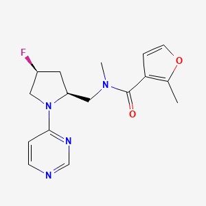 molecular formula C16H19FN4O2 B6829674 N-[[(2S,4S)-4-fluoro-1-pyrimidin-4-ylpyrrolidin-2-yl]methyl]-N,2-dimethylfuran-3-carboxamide 