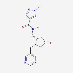 molecular formula C16H21FN6O B6829700 N-[[(2S,4S)-4-fluoro-1-(pyrimidin-5-ylmethyl)pyrrolidin-2-yl]methyl]-N,1-dimethylpyrazole-4-carboxamide 