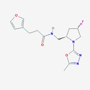 molecular formula C15H19FN4O3 B6829717 N-[[(2S,4S)-4-fluoro-1-(5-methyl-1,3,4-oxadiazol-2-yl)pyrrolidin-2-yl]methyl]-3-(furan-3-yl)propanamide 