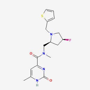 molecular formula C17H21FN4O2S B6829746 N-[[(2S,4S)-4-fluoro-1-(thiophen-2-ylmethyl)pyrrolidin-2-yl]methyl]-N,6-dimethyl-2-oxo-1H-pyrimidine-4-carboxamide 