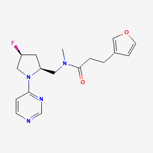 molecular formula C17H21FN4O2 B6829799 N-[[(2S,4S)-4-fluoro-1-pyrimidin-4-ylpyrrolidin-2-yl]methyl]-3-(furan-3-yl)-N-methylpropanamide 