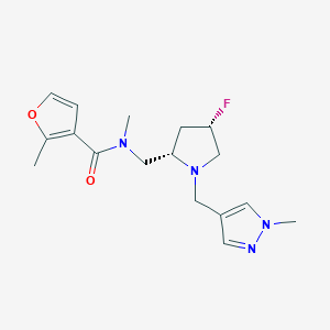 molecular formula C17H23FN4O2 B6829943 N-[[(2S,4S)-4-fluoro-1-[(1-methylpyrazol-4-yl)methyl]pyrrolidin-2-yl]methyl]-N,2-dimethylfuran-3-carboxamide 