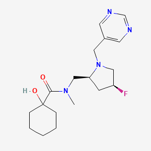 molecular formula C18H27FN4O2 B6829970 N-[[(2S,4S)-4-fluoro-1-(pyrimidin-5-ylmethyl)pyrrolidin-2-yl]methyl]-1-hydroxy-N-methylcyclohexane-1-carboxamide 
