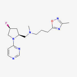 molecular formula C16H23FN6O B6829980 N-[[(2S,4S)-4-fluoro-1-pyrimidin-4-ylpyrrolidin-2-yl]methyl]-N-methyl-3-(3-methyl-1,2,4-oxadiazol-5-yl)propan-1-amine 
