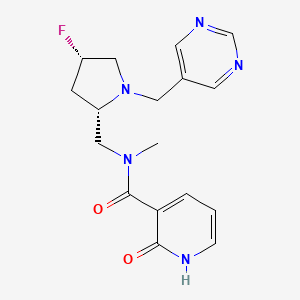 molecular formula C17H20FN5O2 B6829996 N-[[(2S,4S)-4-fluoro-1-(pyrimidin-5-ylmethyl)pyrrolidin-2-yl]methyl]-N-methyl-2-oxo-1H-pyridine-3-carboxamide 