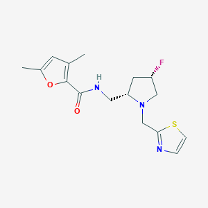 molecular formula C16H20FN3O2S B6830029 N-[[(2S,4S)-4-fluoro-1-(1,3-thiazol-2-ylmethyl)pyrrolidin-2-yl]methyl]-3,5-dimethylfuran-2-carboxamide 