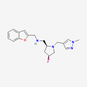 molecular formula C19H23FN4O B6830056 N-(1-benzofuran-2-ylmethyl)-1-[(2S,4S)-4-fluoro-1-[(1-methylpyrazol-4-yl)methyl]pyrrolidin-2-yl]methanamine 