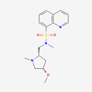 molecular formula C17H23N3O3S B6830818 N-[[(2S,4S)-4-methoxy-1-methylpyrrolidin-2-yl]methyl]-N-methylquinoline-8-sulfonamide 