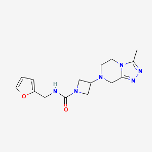 molecular formula C15H20N6O2 B6830979 N-(furan-2-ylmethyl)-3-(3-methyl-6,8-dihydro-5H-[1,2,4]triazolo[4,3-a]pyrazin-7-yl)azetidine-1-carboxamide 