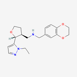 molecular formula C19H25N3O3 B6831854 N-(2,3-dihydro-1,4-benzodioxin-6-ylmethyl)-1-[(2R,3S)-2-(2-ethylpyrazol-3-yl)oxolan-3-yl]methanamine 