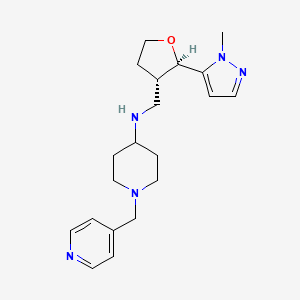 molecular formula C20H29N5O B6831883 N-[[(2R,3S)-2-(2-methylpyrazol-3-yl)oxolan-3-yl]methyl]-1-(pyridin-4-ylmethyl)piperidin-4-amine 