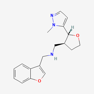 molecular formula C18H21N3O2 B6831940 N-(1-benzofuran-3-ylmethyl)-1-[(2R,3S)-2-(2-methylpyrazol-3-yl)oxolan-3-yl]methanamine 