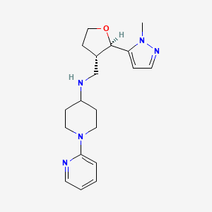 molecular formula C19H27N5O B6831946 N-[[(2R,3S)-2-(2-methylpyrazol-3-yl)oxolan-3-yl]methyl]-1-pyridin-2-ylpiperidin-4-amine 