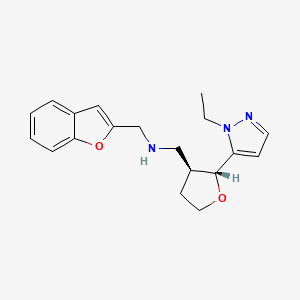 molecular formula C19H23N3O2 B6831948 N-(1-benzofuran-2-ylmethyl)-1-[(2R,3S)-2-(2-ethylpyrazol-3-yl)oxolan-3-yl]methanamine 