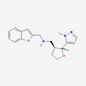 molecular formula C18H21N3O2 B6831950 N-(1-benzofuran-2-ylmethyl)-1-[(2R,3S)-2-(2-methylpyrazol-3-yl)oxolan-3-yl]methanamine 