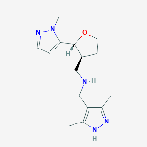 molecular formula C15H23N5O B6831967 N-[(3,5-dimethyl-1H-pyrazol-4-yl)methyl]-1-[(2R,3S)-2-(2-methylpyrazol-3-yl)oxolan-3-yl]methanamine 