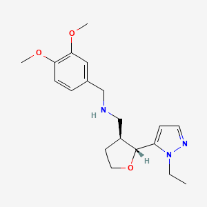 molecular formula C19H27N3O3 B6831997 N-[(3,4-dimethoxyphenyl)methyl]-1-[(2R,3S)-2-(2-ethylpyrazol-3-yl)oxolan-3-yl]methanamine 