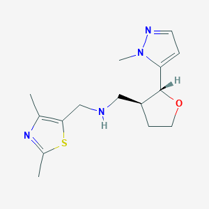 molecular formula C15H22N4OS B6832038 N-[(2,4-dimethyl-1,3-thiazol-5-yl)methyl]-1-[(2R,3S)-2-(2-methylpyrazol-3-yl)oxolan-3-yl]methanamine 