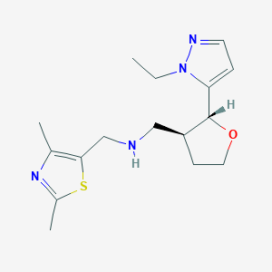 molecular formula C16H24N4OS B6832045 N-[(2,4-dimethyl-1,3-thiazol-5-yl)methyl]-1-[(2R,3S)-2-(2-ethylpyrazol-3-yl)oxolan-3-yl]methanamine 