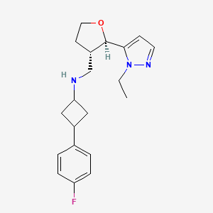 molecular formula C20H26FN3O B6832070 N-[[(2R,3S)-2-(2-ethylpyrazol-3-yl)oxolan-3-yl]methyl]-3-(4-fluorophenyl)cyclobutan-1-amine 