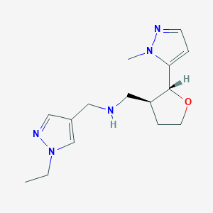 molecular formula C15H23N5O B6832091 N-[(1-ethylpyrazol-4-yl)methyl]-1-[(2R,3S)-2-(2-methylpyrazol-3-yl)oxolan-3-yl]methanamine 