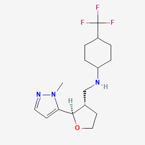 molecular formula C16H24F3N3O B6832106 N-[[(2R,3S)-2-(2-methylpyrazol-3-yl)oxolan-3-yl]methyl]-4-(trifluoromethyl)cyclohexan-1-amine 
