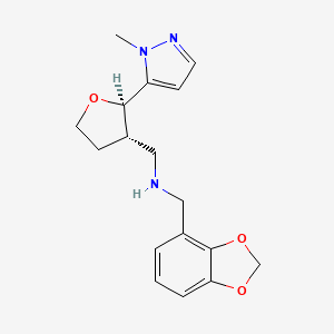 molecular formula C17H21N3O3 B6832111 N-(1,3-benzodioxol-4-ylmethyl)-1-[(2R,3S)-2-(2-methylpyrazol-3-yl)oxolan-3-yl]methanamine 