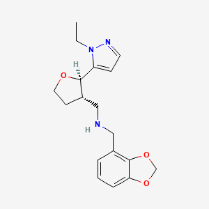 molecular formula C18H23N3O3 B6832118 N-(1,3-benzodioxol-4-ylmethyl)-1-[(2R,3S)-2-(2-ethylpyrazol-3-yl)oxolan-3-yl]methanamine 