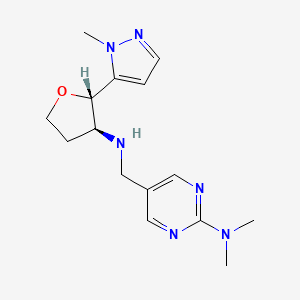 molecular formula C15H22N6O B6832361 N,N-dimethyl-5-[[[(2S,3S)-2-(2-methylpyrazol-3-yl)oxolan-3-yl]amino]methyl]pyrimidin-2-amine 