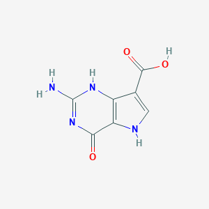 molecular formula C7H6N4O3 B068326 2-amino-4-oxo-4,5-dihydro-1H-pyrrolo[3,2-d]pyrimidine-7-carboxylic acid CAS No. 180059-06-7
