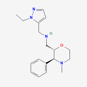 molecular formula C18H26N4O B6832617 N-[(2-ethylpyrazol-3-yl)methyl]-1-[(2S,3S)-4-methyl-3-phenylmorpholin-2-yl]methanamine 