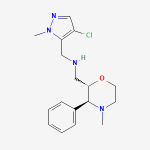 molecular formula C17H23ClN4O B6832693 N-[(4-chloro-2-methylpyrazol-3-yl)methyl]-1-[(2S,3S)-4-methyl-3-phenylmorpholin-2-yl]methanamine 
