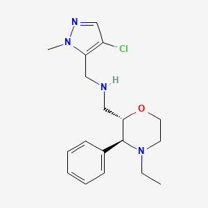 molecular formula C18H25ClN4O B6832710 N-[(4-chloro-2-methylpyrazol-3-yl)methyl]-1-[(2S,3S)-4-ethyl-3-phenylmorpholin-2-yl]methanamine 