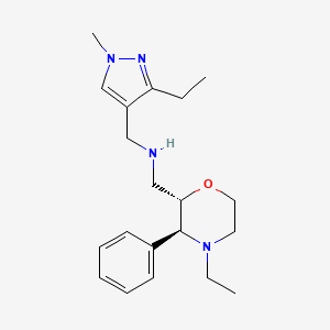molecular formula C20H30N4O B6832828 N-[(3-ethyl-1-methylpyrazol-4-yl)methyl]-1-[(2S,3S)-4-ethyl-3-phenylmorpholin-2-yl]methanamine 