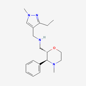 molecular formula C19H28N4O B6833208 N-[(3-ethyl-1-methylpyrazol-4-yl)methyl]-1-[(2S,3S)-4-methyl-3-phenylmorpholin-2-yl]methanamine 