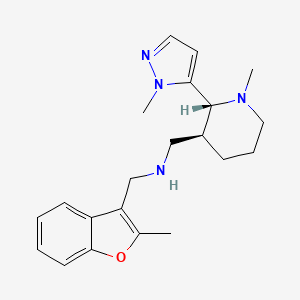 molecular formula C21H28N4O B6833246 N-[(2-methyl-1-benzofuran-3-yl)methyl]-1-[(2R,3S)-1-methyl-2-(2-methylpyrazol-3-yl)piperidin-3-yl]methanamine 